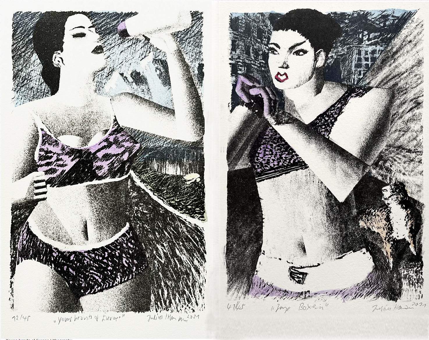 Bild: Young hearts of Europe  & Junge Boxering Lithography